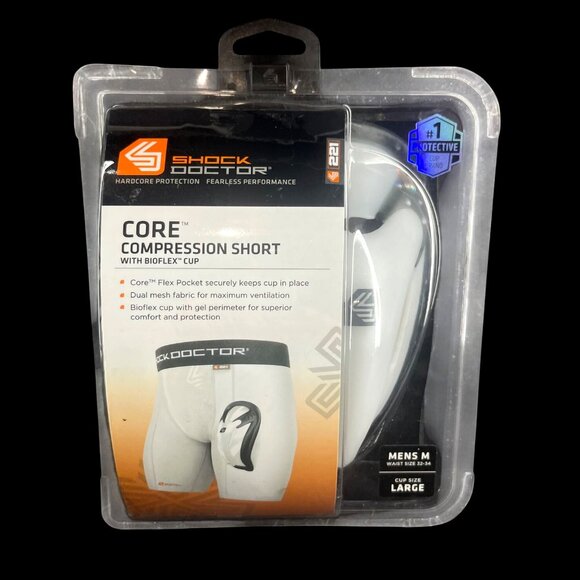 Shock Doctor Core Compression Short With BioFlex Cup Mens M White - Picture 1 of 9